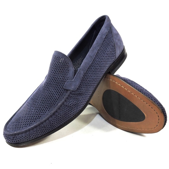 ALBERTO CICCIOLI 🇮🇹 MEN'S BLUE SUEDE COMFORT SUMMER LOAFERS - Picture 6 of 6